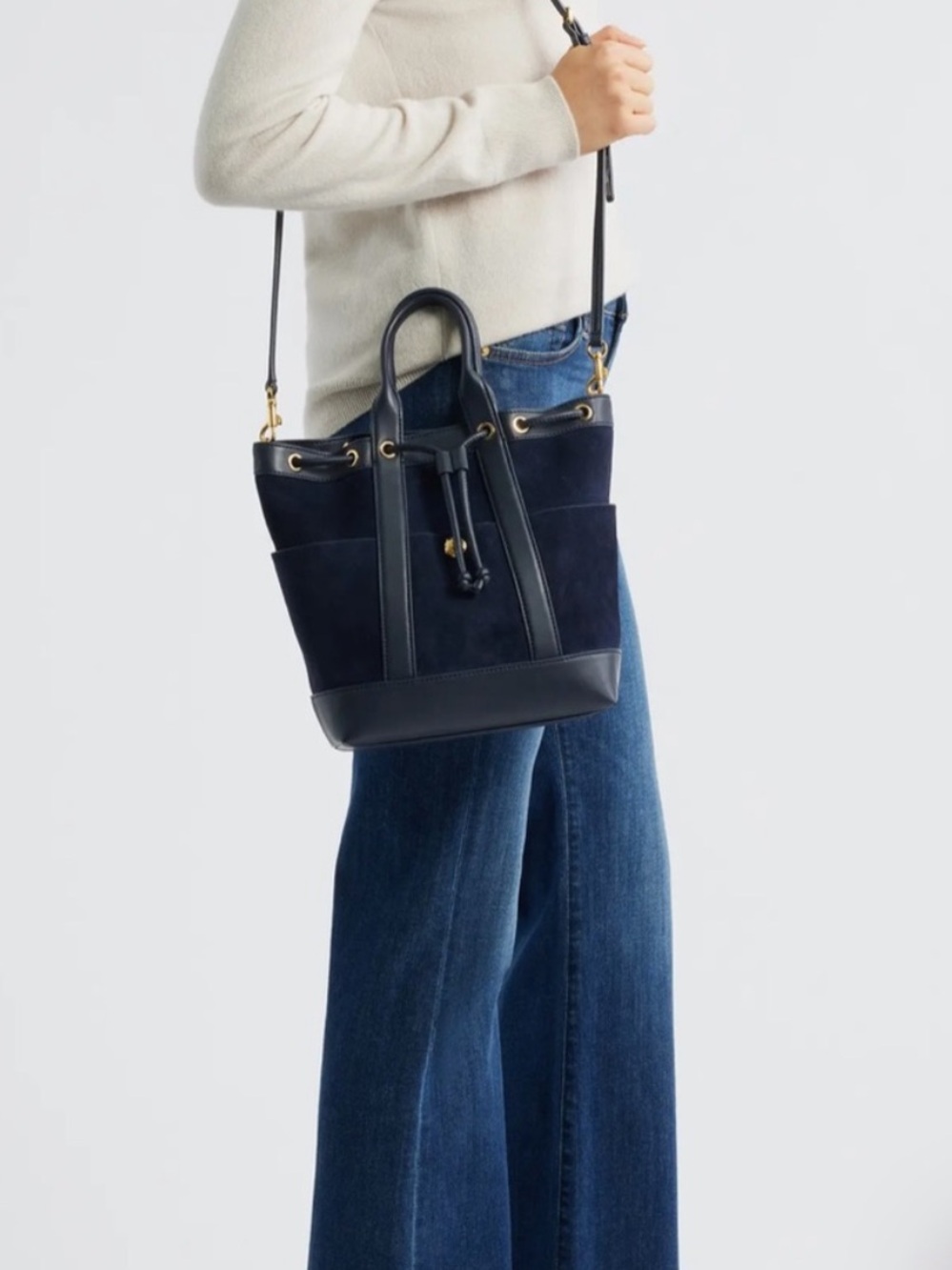 Veronica Beard Suede Goody Bucket Bag